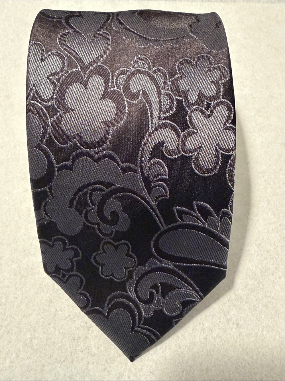 Classic Black Floral Jacquard Tie